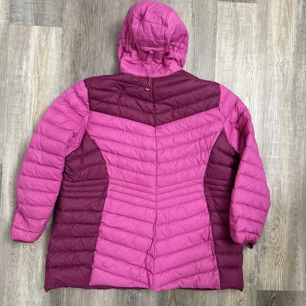 Lands End Women’s Plus Hooded Down Filled Puffer Coat Jacket Pink-size 1X